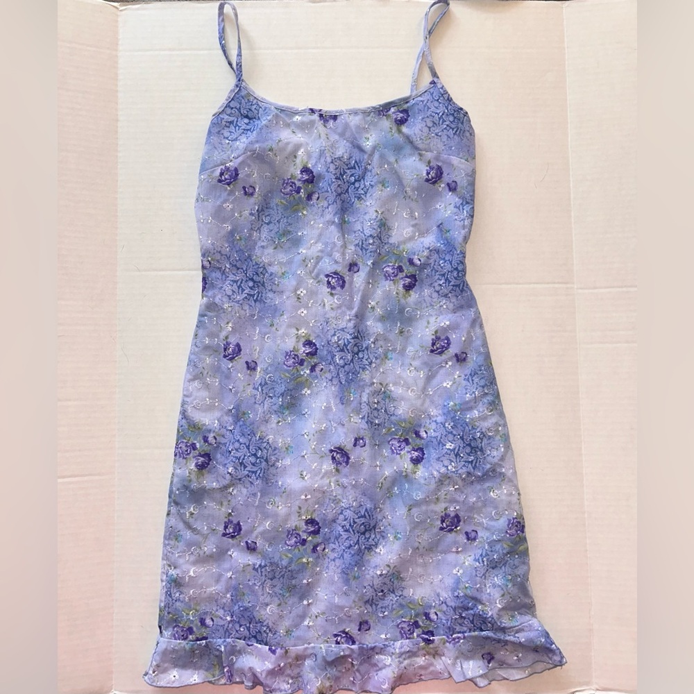 90s Y2k Byer Too! Blue Floral Fairy Core Mini Dress